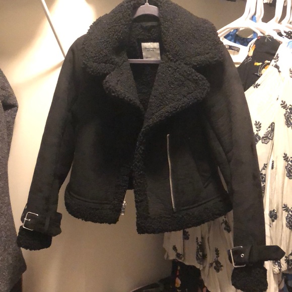 Abercrombie & Fitch Shearling Aviator Jacket - Picture 2 of 5